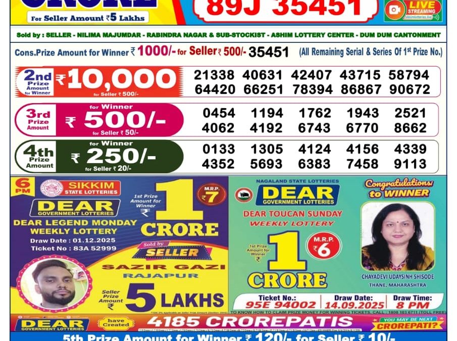 Dhankesari Today Result 02/12/25 : 6PM Dear Lottery Sambad Winners