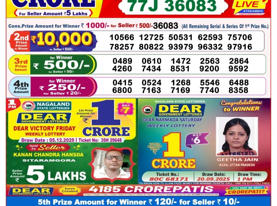 Dhankesari Today Result 05/12/25 : 8PM Dear Lottery Sambad Winners