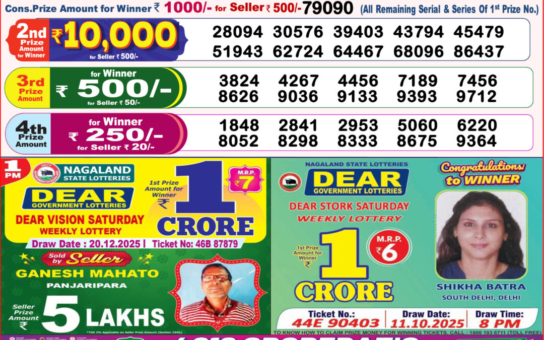 Dhankesari Today Result 20/12/25 : 8PM Dear Lottery Sambad Winners