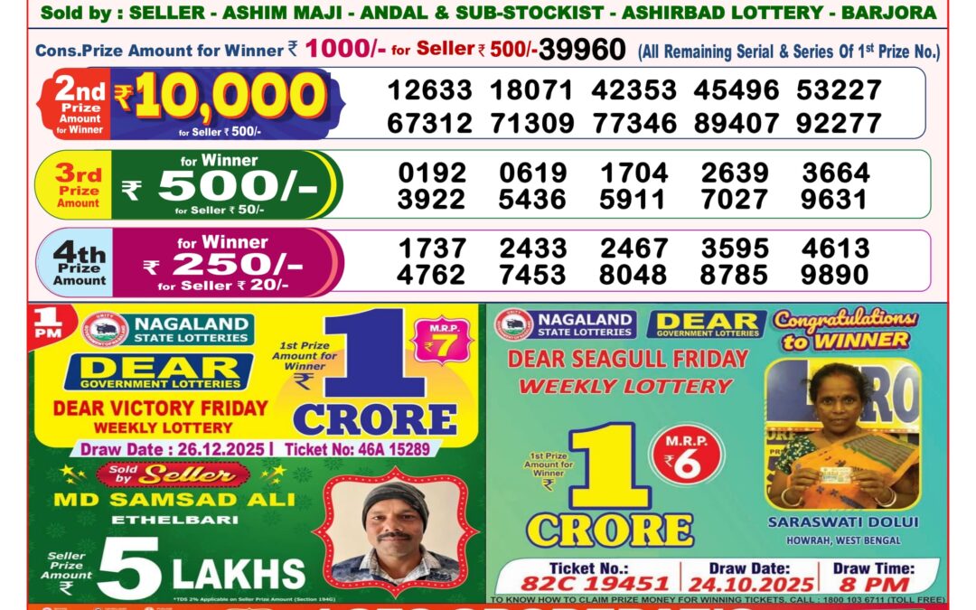 Dhankesari Today Result 26/12/25 : 8PM Dear Lottery Sambad Winners